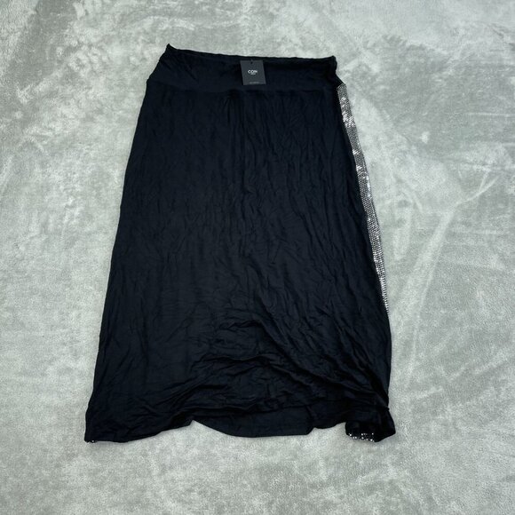 Coin 1804 Black Maxi Skirt With Silver Sequin Side Trim 1X NWT 4972 - Picture 2 of 10